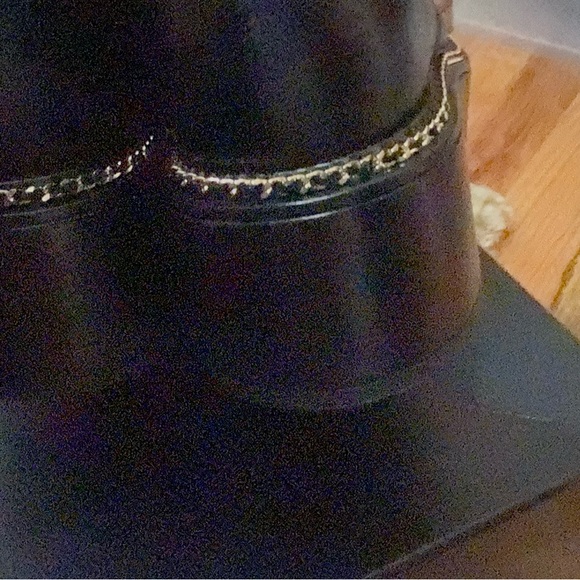CHANEL Black Leather Boots with Gold Stitching - Picture 7 of 7